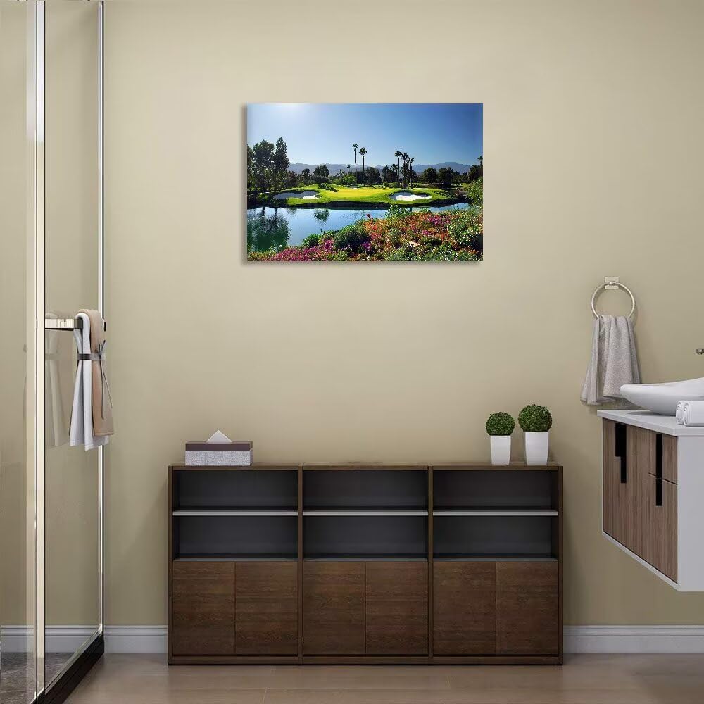 chenchenArt Indian Wells Golf Course Wall Art Picture Golf Course Poster Wall Decor for Living Room Bedroom Home Decorations Golf Artwork Canvas Prints Framed Ready to Hang(12''H x 16''W)
