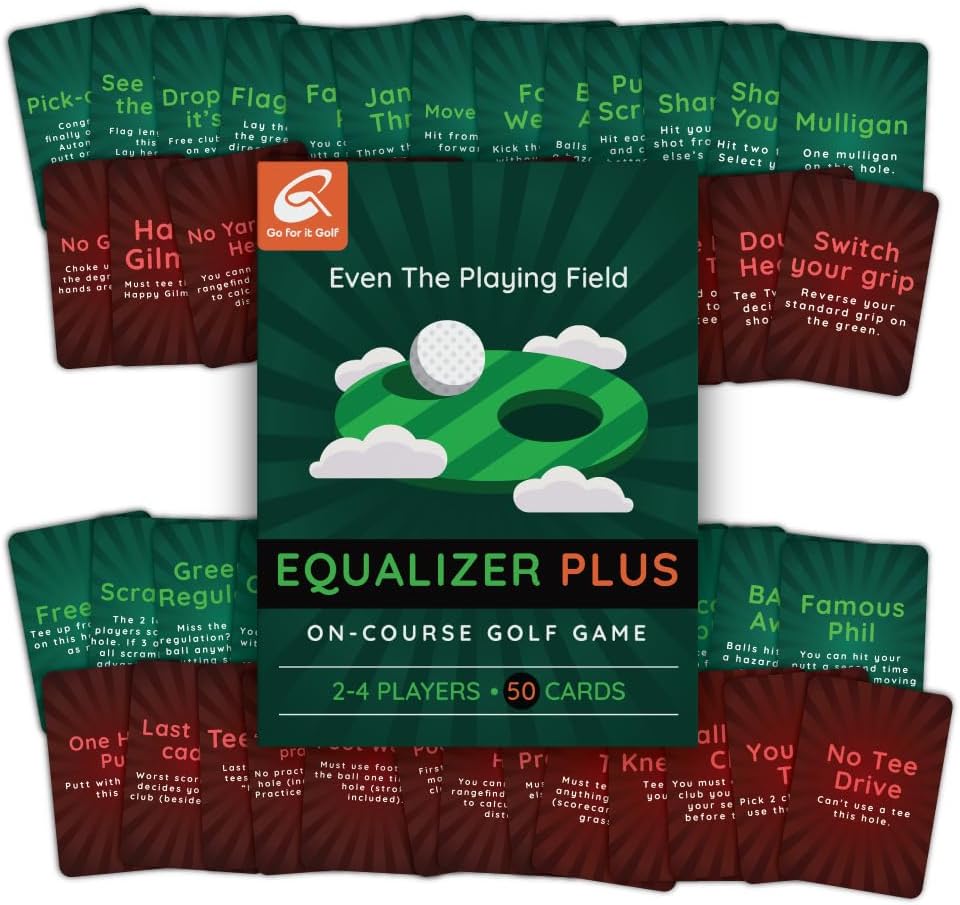 EqualizerPLUS: On-Course Golf Card Game, Interactive Fun for Every Hole, Skill-Level Equalizing Cards, Elevate Your Golf Experience, Ideal for Golfers of All Skill Levels (50 Cards)