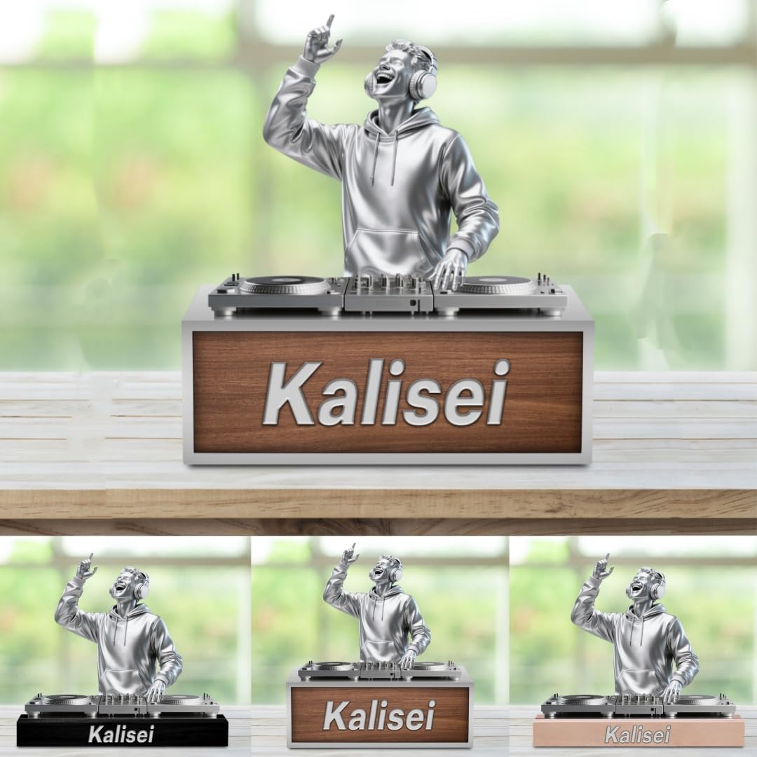 Custom DJ Name Desk Sign Personalized Acrylic DJ Desk Ornament Music Studio Decor Plaque Disc Player Hip-hop Singer Figurine Trinket Music Lovers Gift for Men Women
