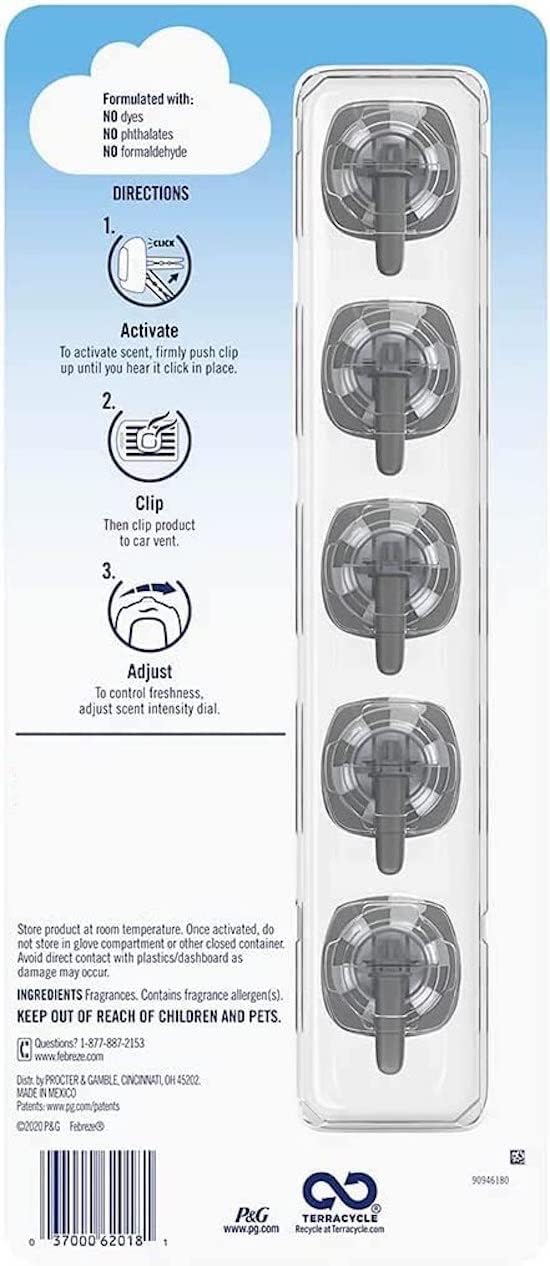 Febreze Air Freshener Car Vent Clips, Linen & Sky (5 Count)