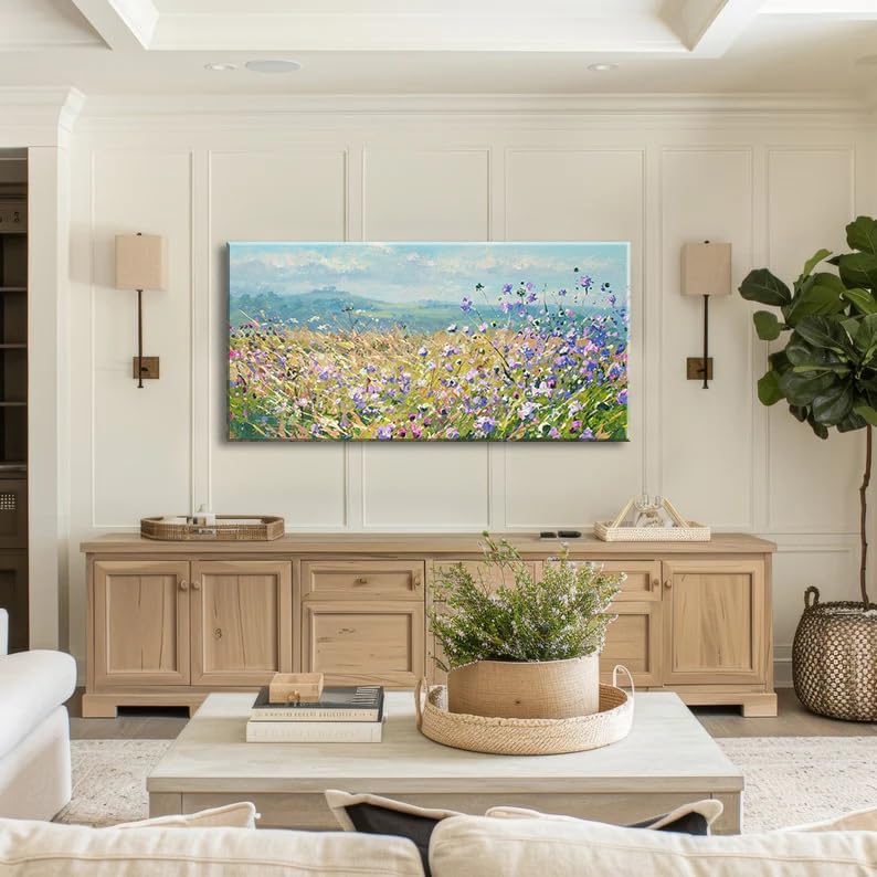 Flowers Wall Art Canvas Daisy Floral Textured Painting Modern Botanical Large Framed Pictures Artwork for Living Room Bedroom Bathroom Dinning Room Office Home Wall Decor Gifts 20x40