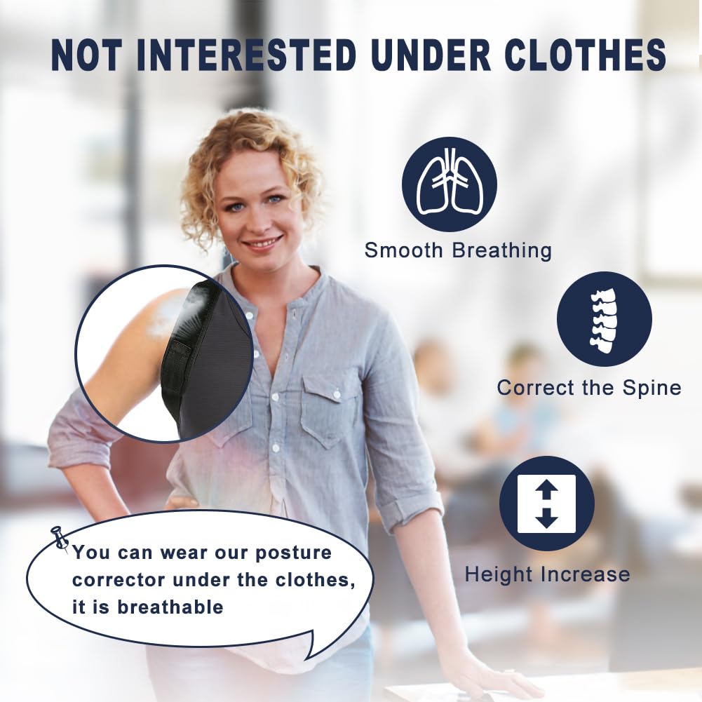 Siebenschläfer Posture Corrector Upper Back Brace Neck Shoulder Back Support Brace Pain Relief Belt For Women Men Braces Spine Straightener Breathable & Adjustable