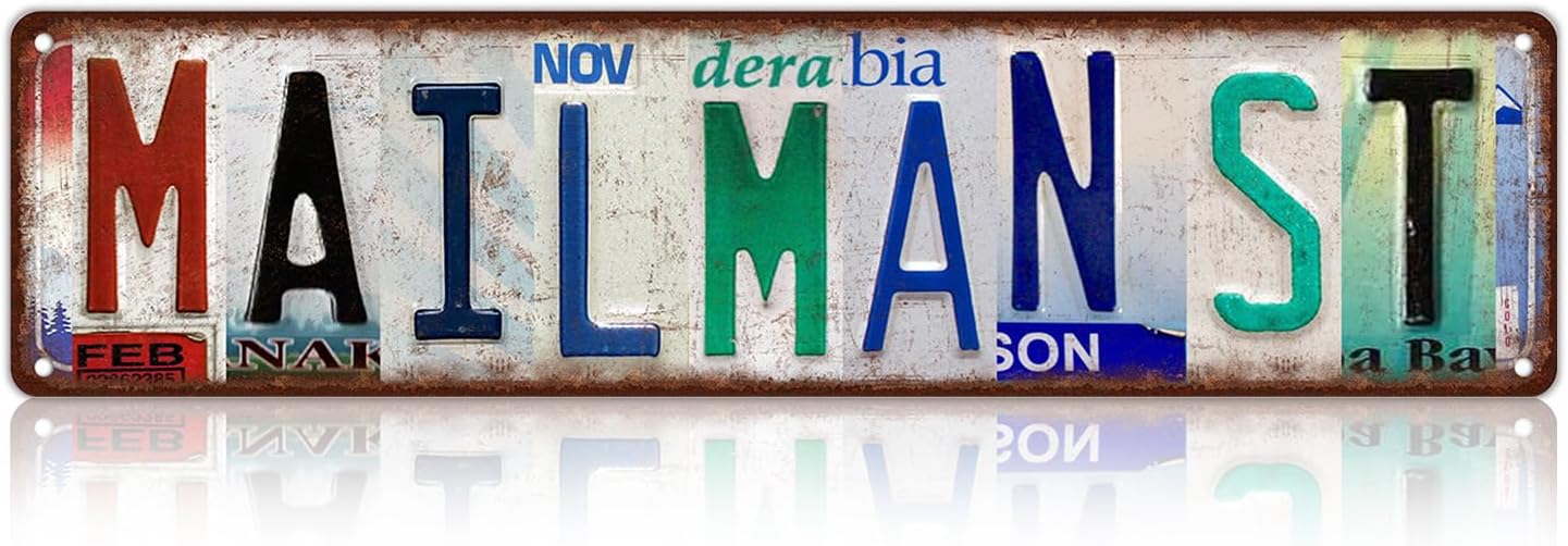 Vintage Mailman St Street Sign Wall Decor Metal Tin Signs Poster