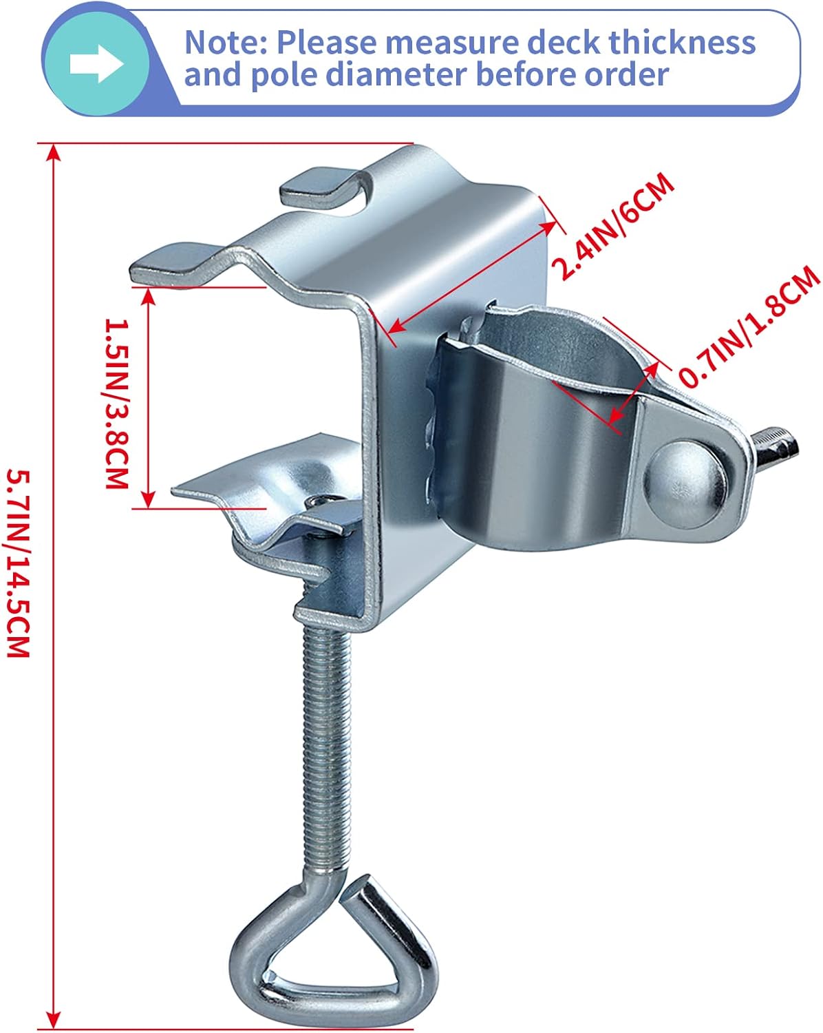 MOLIGOU Deck Umbrella Clamp, Parasol Holder Clip, Patio Balcony Umbrella Stand Clip, Mount to Railing