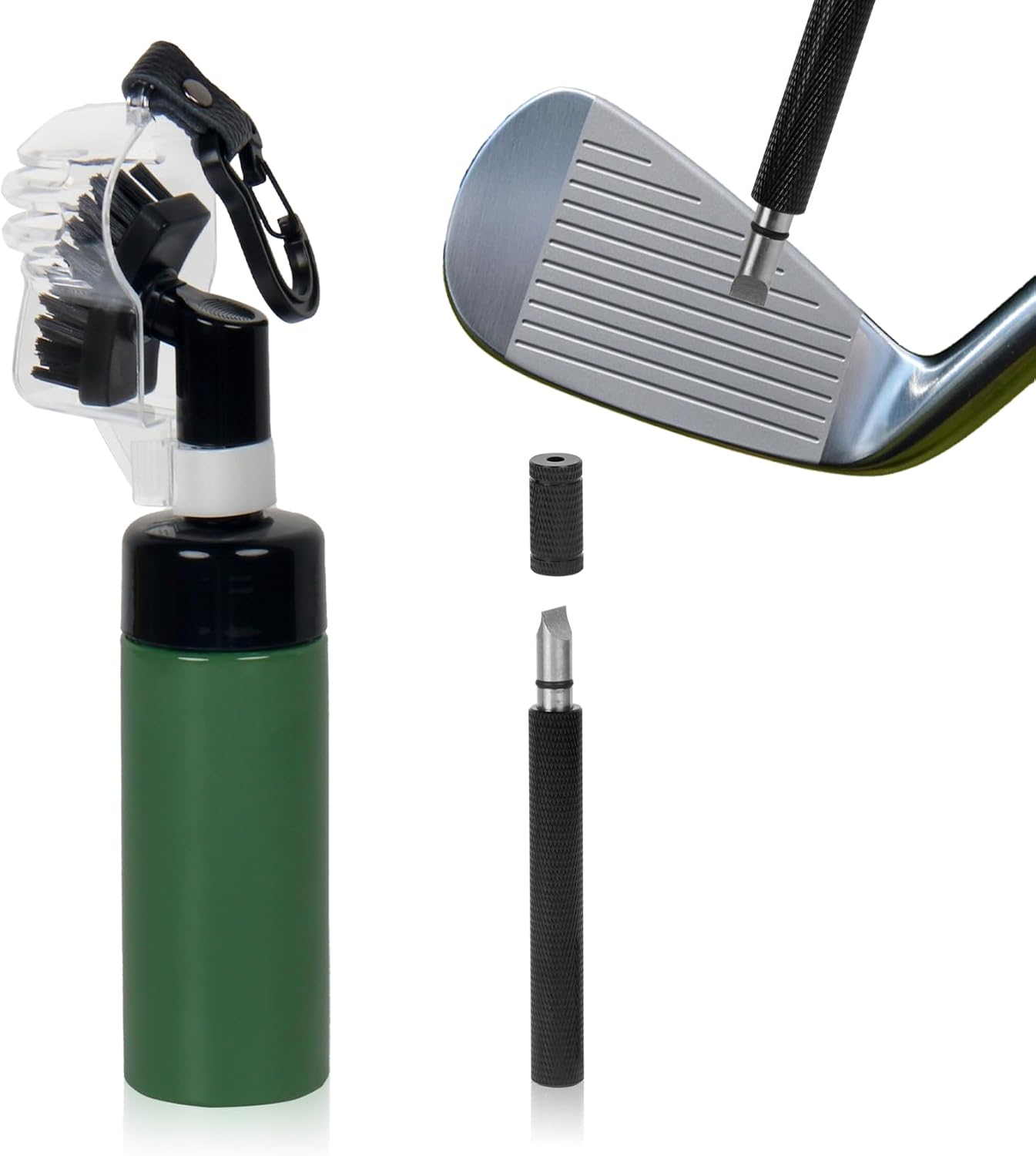 Golf Club Cleaner Brush with Golf Groove Sharpener Tool, Retainer Clip & Golf Ball Marker Liner, Hold 4oz of Water Perfect Golf Bag Accessories & Cool Golf Gifts for Men