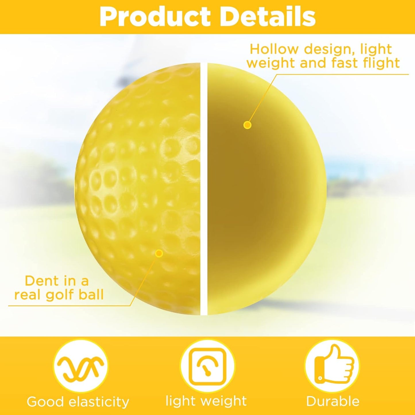 Yunsailing 120 Pcs Plastic Practice Golf Balls Bulk Hollow Training Golf Balls with 2 Pcs Mesh Drawstring Storage Bags for Indoor Outdoor Training and Practice