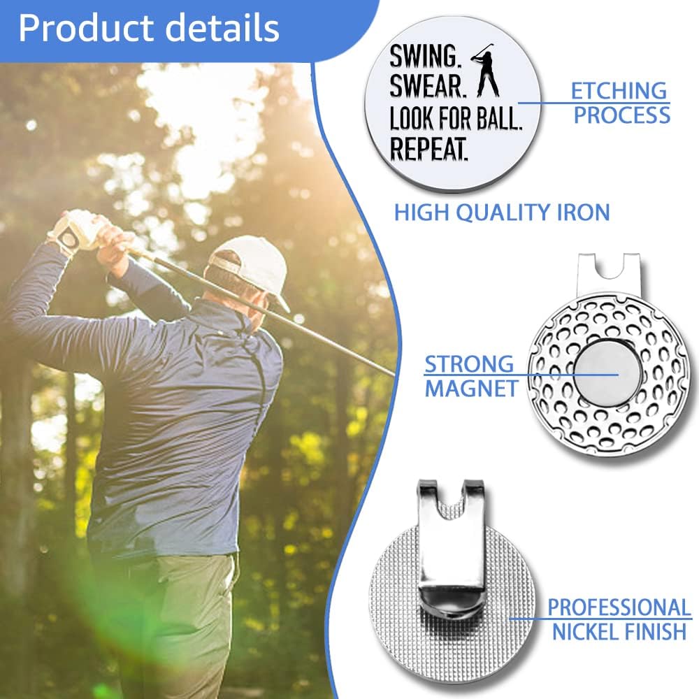 Men Golf Ball Marker with Magnetic Hat Clip, Funny Golf Accessories Gifts for Men, Novelty Birthday Gifts for Male Golfer Fan