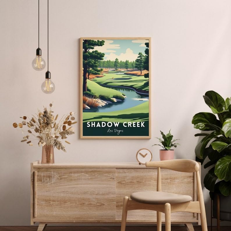 Nationcog Shadow Creek Golf Wall Art, Las Vegas Scenic Course Poster with Water Features, Modern Decor for Office or Bedroom, Great Gift for Dad, Husband, or Golf Enthusiasts (Unframed) (11x14)