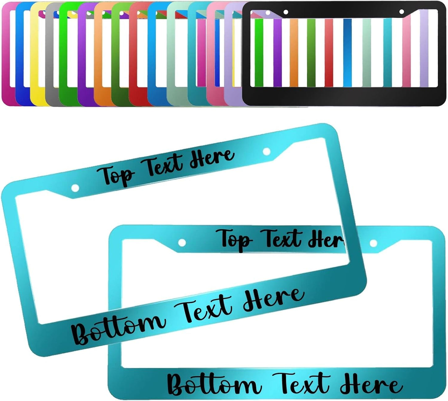 2 Packs Custom License Plate Frame Personalized Car Tag Frame with Screw Caps,2 Holes,12"x6",Style 4