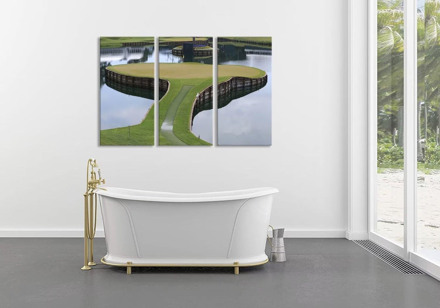 TPC Sawgrass Golf Course Wall Art for Living Room Bedroom Bathroom Home Decorations Golf Art Golf Course Pictures Posters Framed Artwork Canvas Prints Ready to Hang(12''W x 24''H x3)