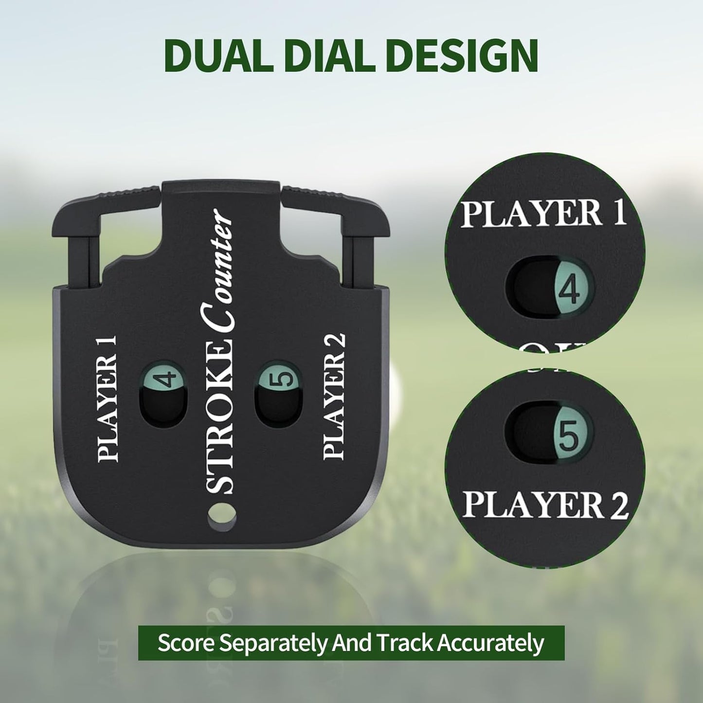 Mini Golf Stroke Counter Clicker,Dual Dial Scorekeeper Tool for 2 Players with Keychain, 2-Digit Manual Reset, Portable Golf Score Tracker for Game Scorekeeper,Golf Tournaments