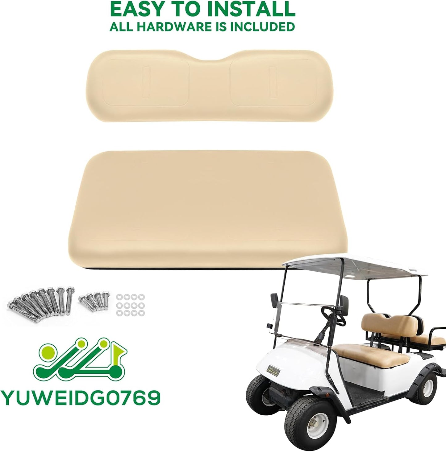 Golf Cart Replacement Seat Fit for EZGO TXT RXV Club Car Precedent DS Golf Cart, Factory Style Golf Cart Front Seat Cushions & Seat Back