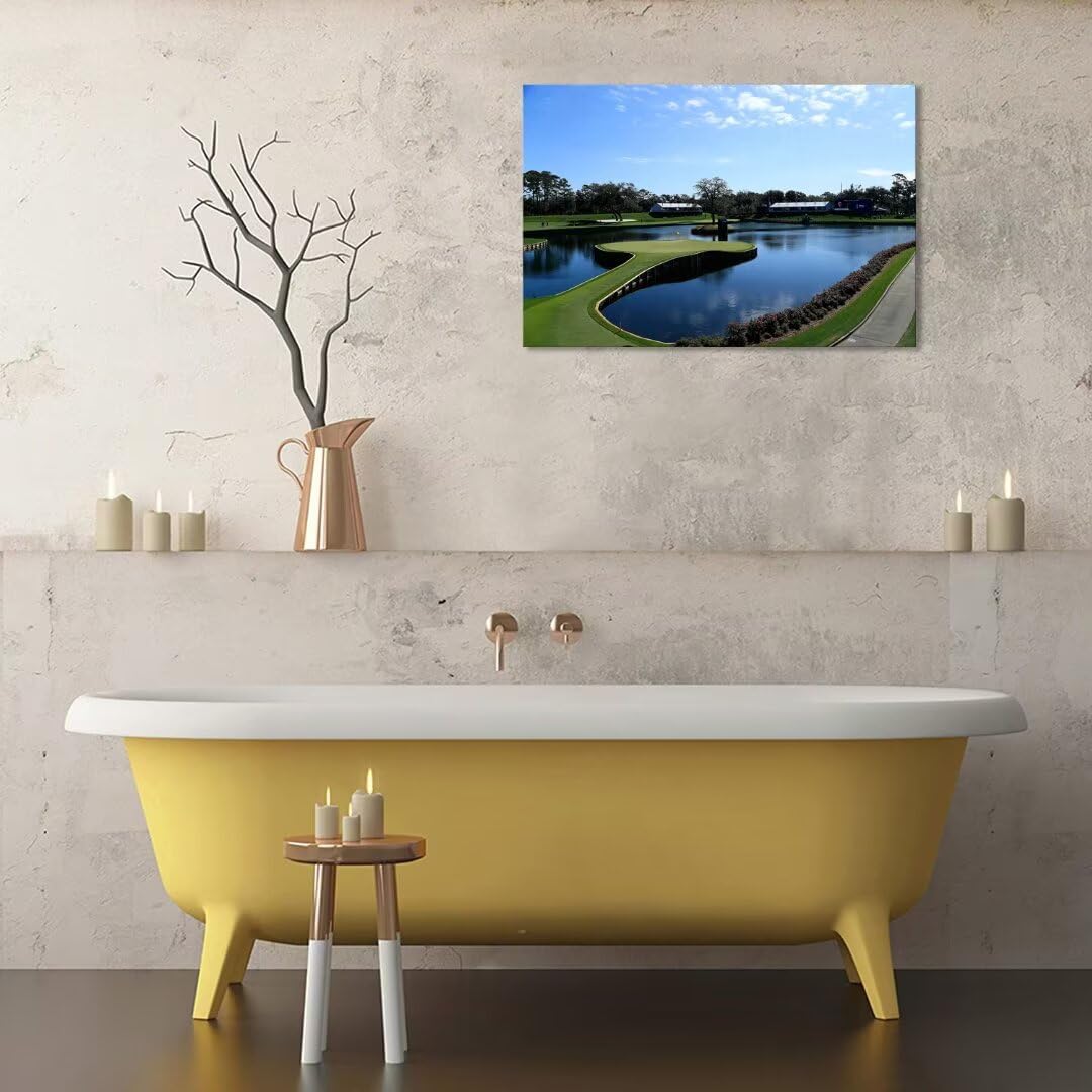 TPC Sawgrass Golf Course Wall Art for Living Room Bedroom Office Wall Decor - USA Golf Course Picture Poster Framed Artwork Canvas Prints Golf Art Ready to Hang(24''H x 36''W)