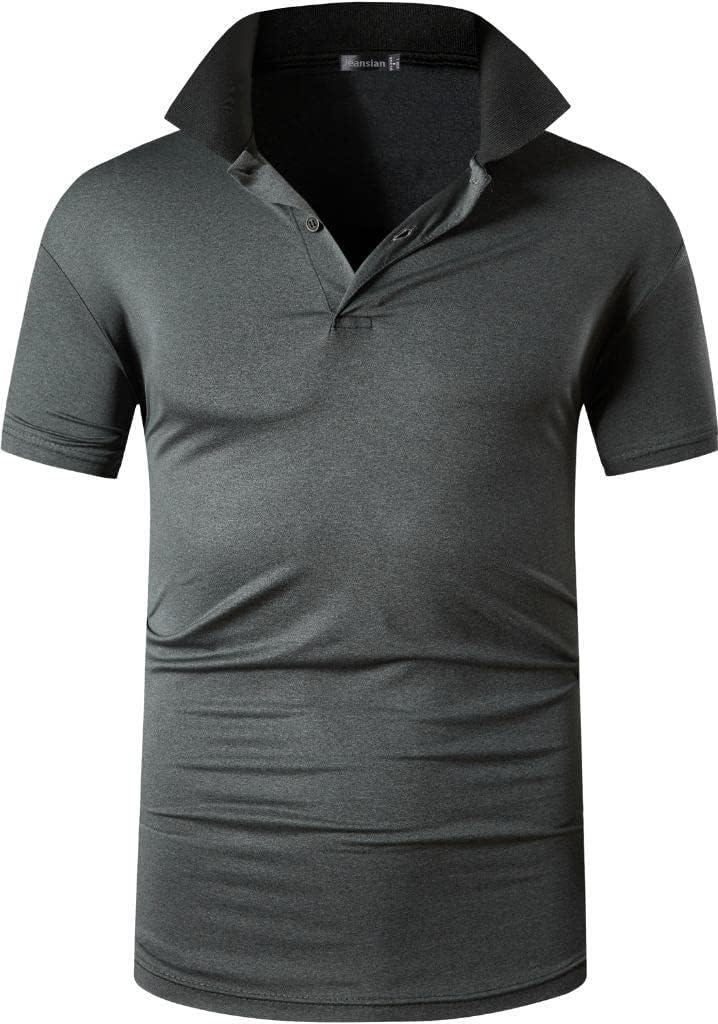 jeansian Men's Sport Outdoor Quick Dry Fit Short Sleeves Polo Tee Shirt Tshirt T-Shirt Tops Golf Tennis Bowling LSL195