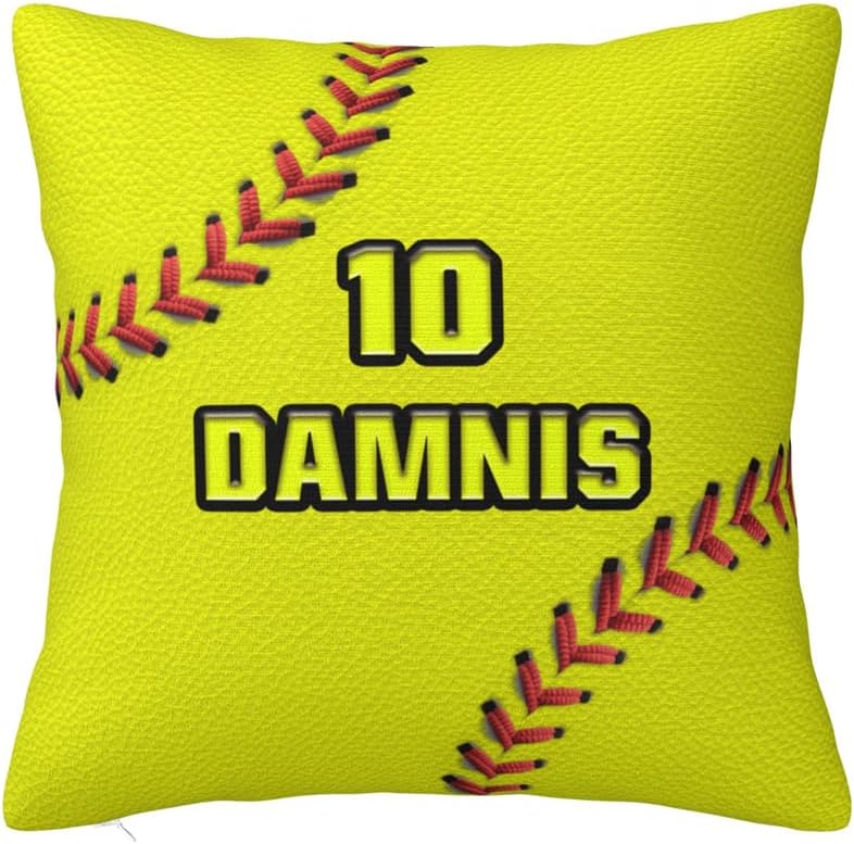 Personalized Name Sport Enthusiast Pillowcase Custom Ball Sport Themed Baseball Throw Pillowcase Customized Sports Themed Funny Throw Pillow Cover Baseball Lovers Home Decor Gift for Sofa Bedding