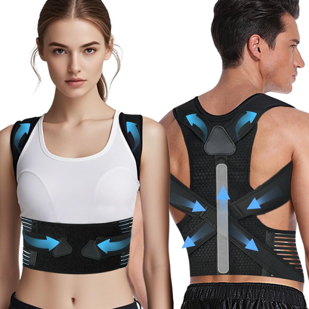 Customizable Comfort Posture Corrector for Women & Men, Upgraded Adjustable Back Brace Gift for Upper & Lower Back Pain Relief, Scoliosis Hunchback Hump Thoracic Corrector PC001