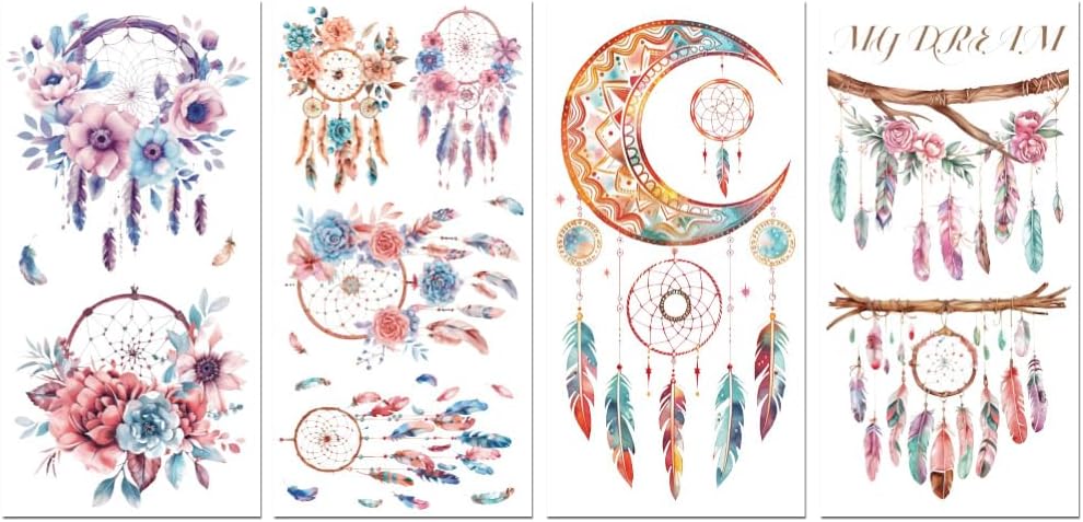 Peacoblue Rub on Transfer Decals for Furniture Crafts 6"x12", 4Pcs Dreamcatcher Waterproof UV DTF Transfer Decals Sticker for Dresser Lingerie Chests Drawer Glass Porcelain Wood