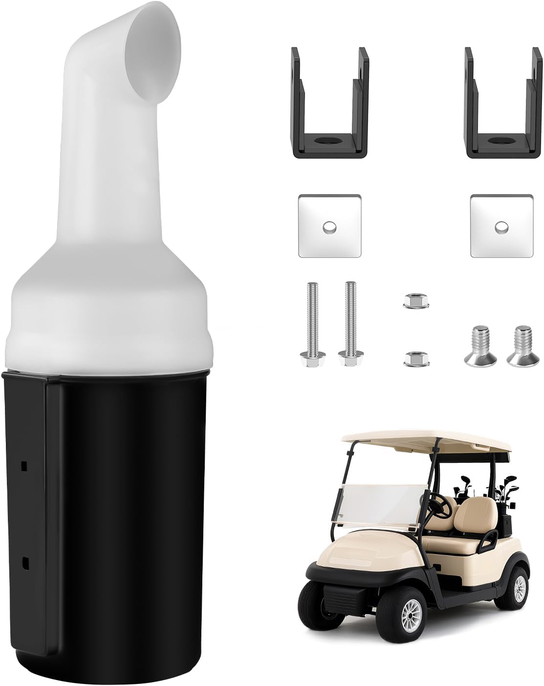 Golf Cart Sand Bottle with Holder, Universal No Drilling Sand Bottle Assembly, Suitable for Club Car EZGO Yamaha with 1" Tube Bracket, Large Capacity with Rattle Proof Holder(1PCS)