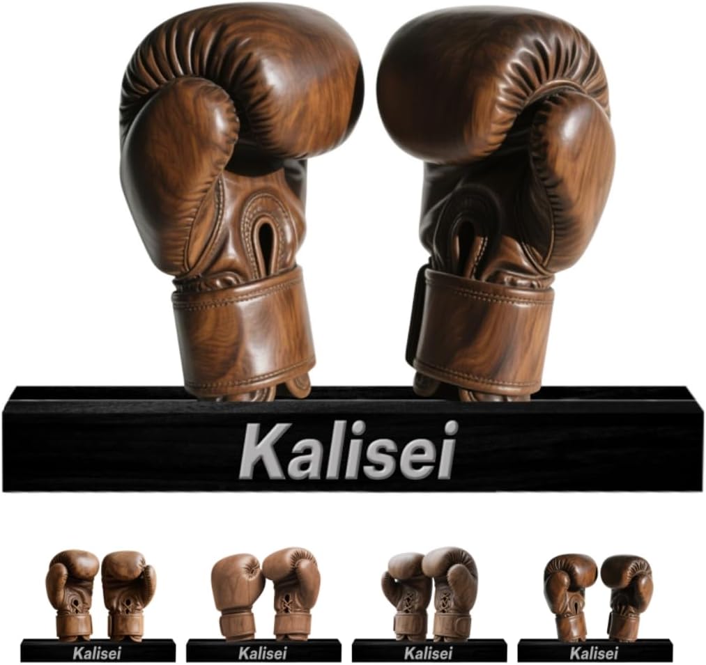 Personalized Boxing Player Ornaments for Bedroom Office Sport Room Custom Name Boxing Gloves Figurine Sign Plaque Fitness Dumbbells Athlete Acrylic Plaque Home Decor Gift for Men Women Sport Lover