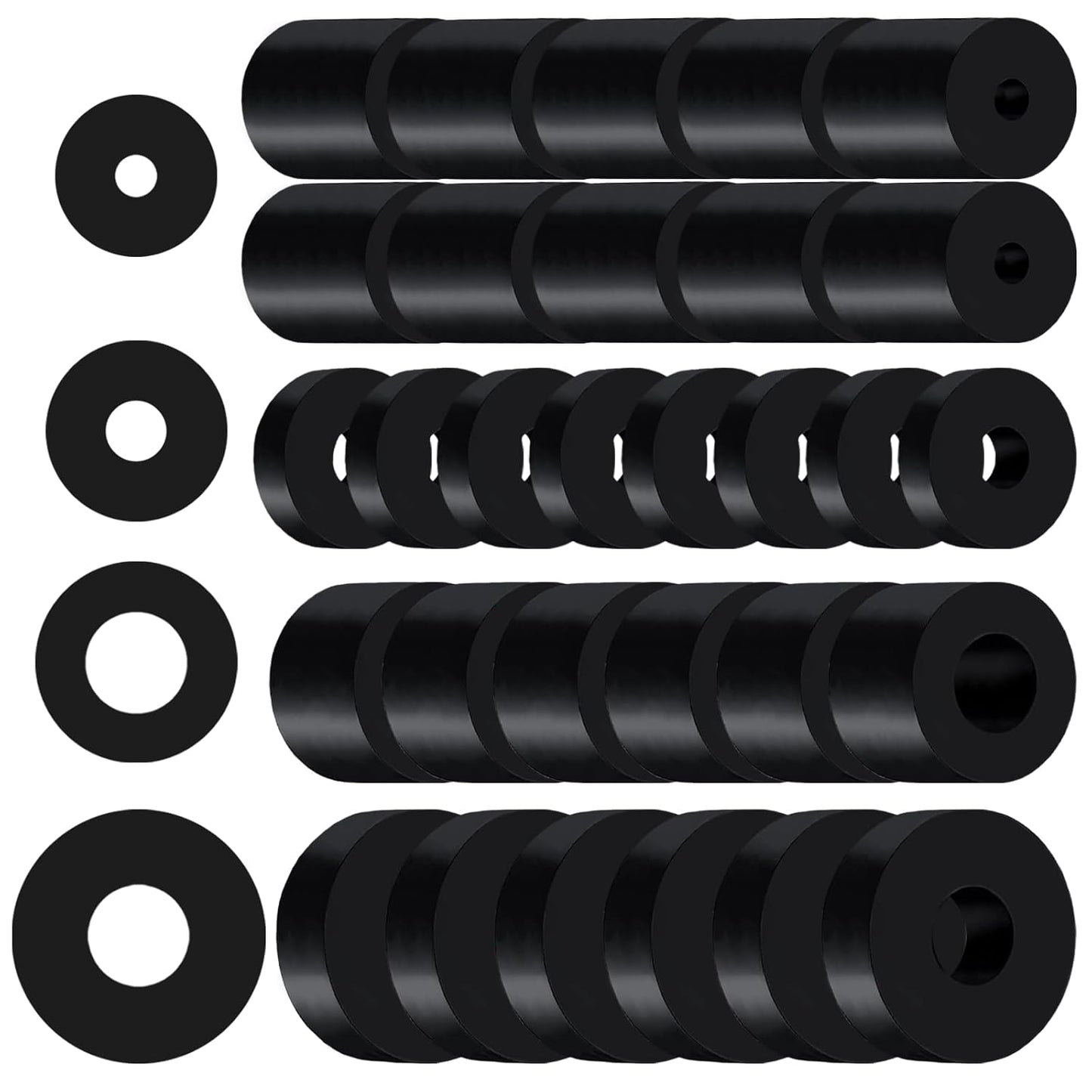 30 PCS Rubber Spacer 4 Sizes Black Non-Slip Thick Grommets Vibration Isolation Round Rubber Flat Washers