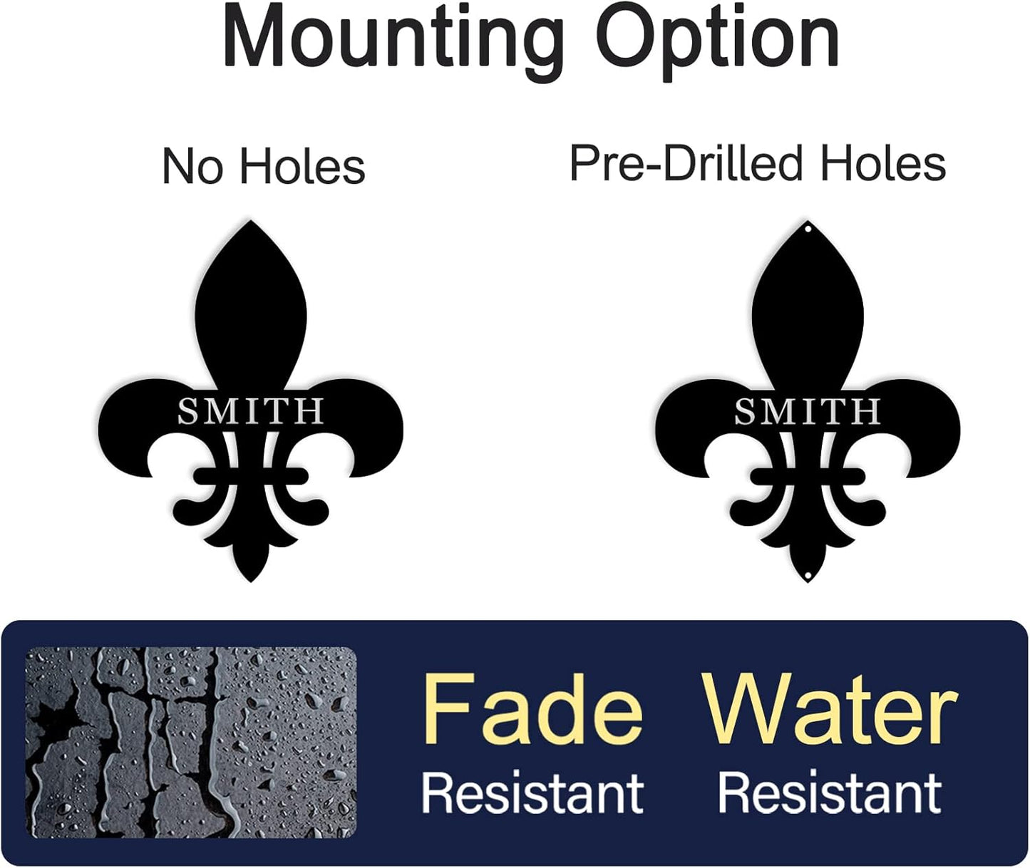 Personalized Fleur de Lis Metal Wall Sign, Personalized Metal Sign, Custom Fleur de Lis Name Signs,Last Name Signs, Custom Front Door Hanger,Wedding Gift