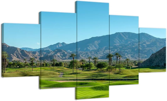 California Golf Course and Palm Tree Wall Art for Office Living Room Bedroom Home Decorations Gifts USA California Golf Course Pictures Framed Artwork Canvas Prints Ready to Hang(60''W x 32''H)