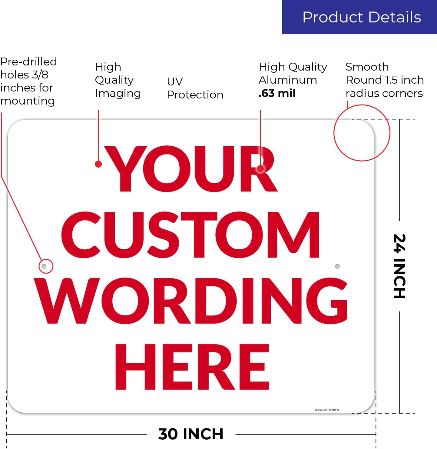 Custom Sign, Personalized Metal Signs, Customize for Office, Business, Workplace, Office, Home, Delivery Signs 24x30 Inches, Rust Free .063 Aluminum, Fade Resistant, Made in USA by Sigo Signs