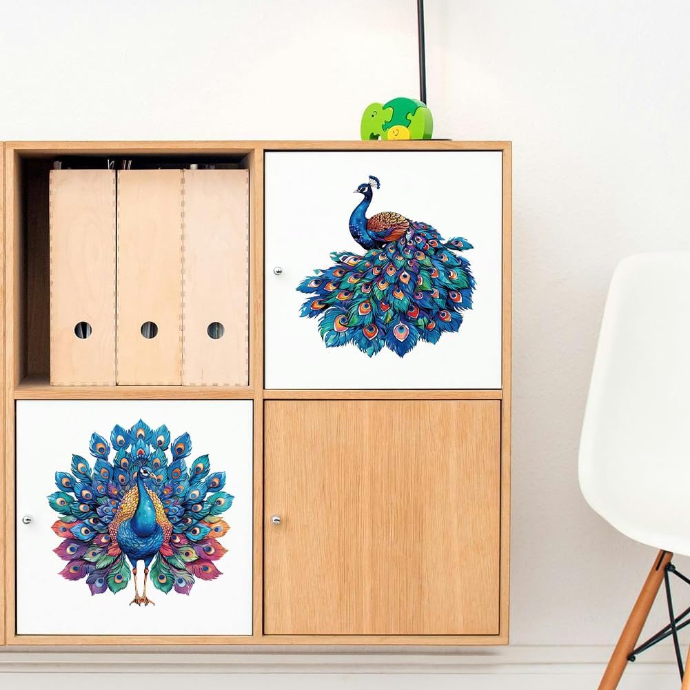 Peacoblue Rub on Transfer Decals for Furniture Crafts 6"x12", 3Pcs Peacock Waterproof UV DTF Transfer Decals Sticker for Dresser Lingerie Chests Drawer Glass Porcelain Wood