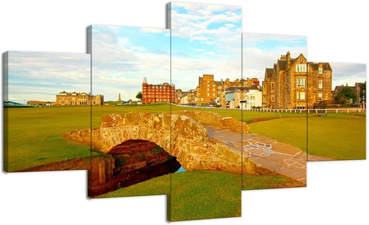 St Andrews Golf Course Wall Art for Living Room Bedroom Home Decorations St Andrews Swilcan Bridge Pictures Posters Framed Artwork Canvas Prints Ready to Hang(50''W x 24''H)