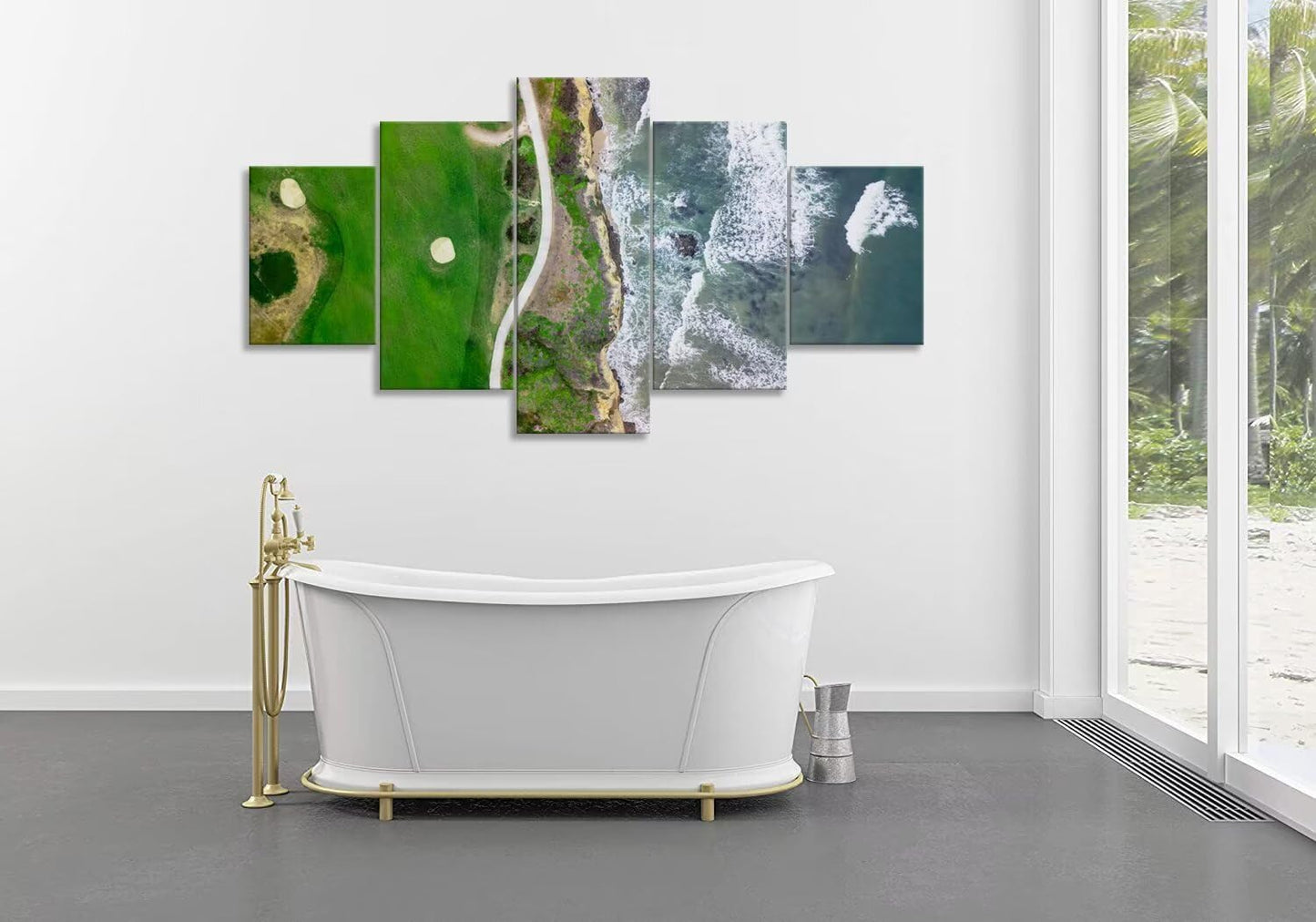 San Francisco California Golf Links Wall Art for Living Room Bedroom Bathroom Home Decorations Half Moon Bay Golf Links Pictures Posters Framed Artwork Canvas Prints Ready to Hang(50''W x 24''H)