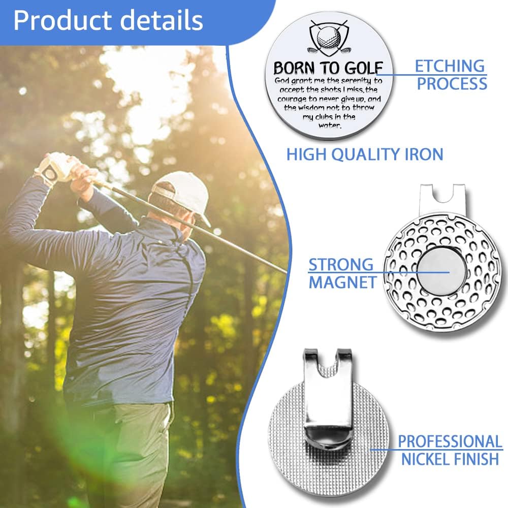 Men Golf Ball Marker with Magnetic Hat Clip, Funny Golf Accessories Gifts for Men, Novelty Birthday Gifts for Male Golfer Fan