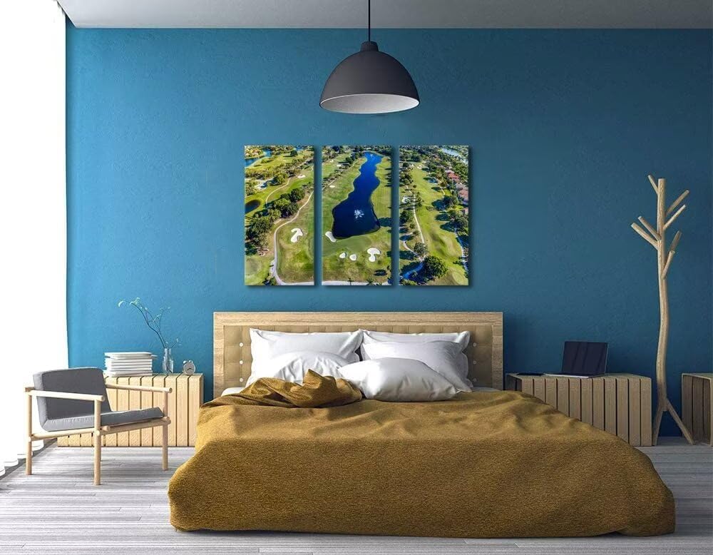 chenchenArt WESTON FL USA Golf Course Wall Art for Living Room Bedroom Bathroom Home Decorations Golf Course Pictures Posters Canvas Prints Modern Artwork Framed Ready to Hang(20''W x 40''H x3)