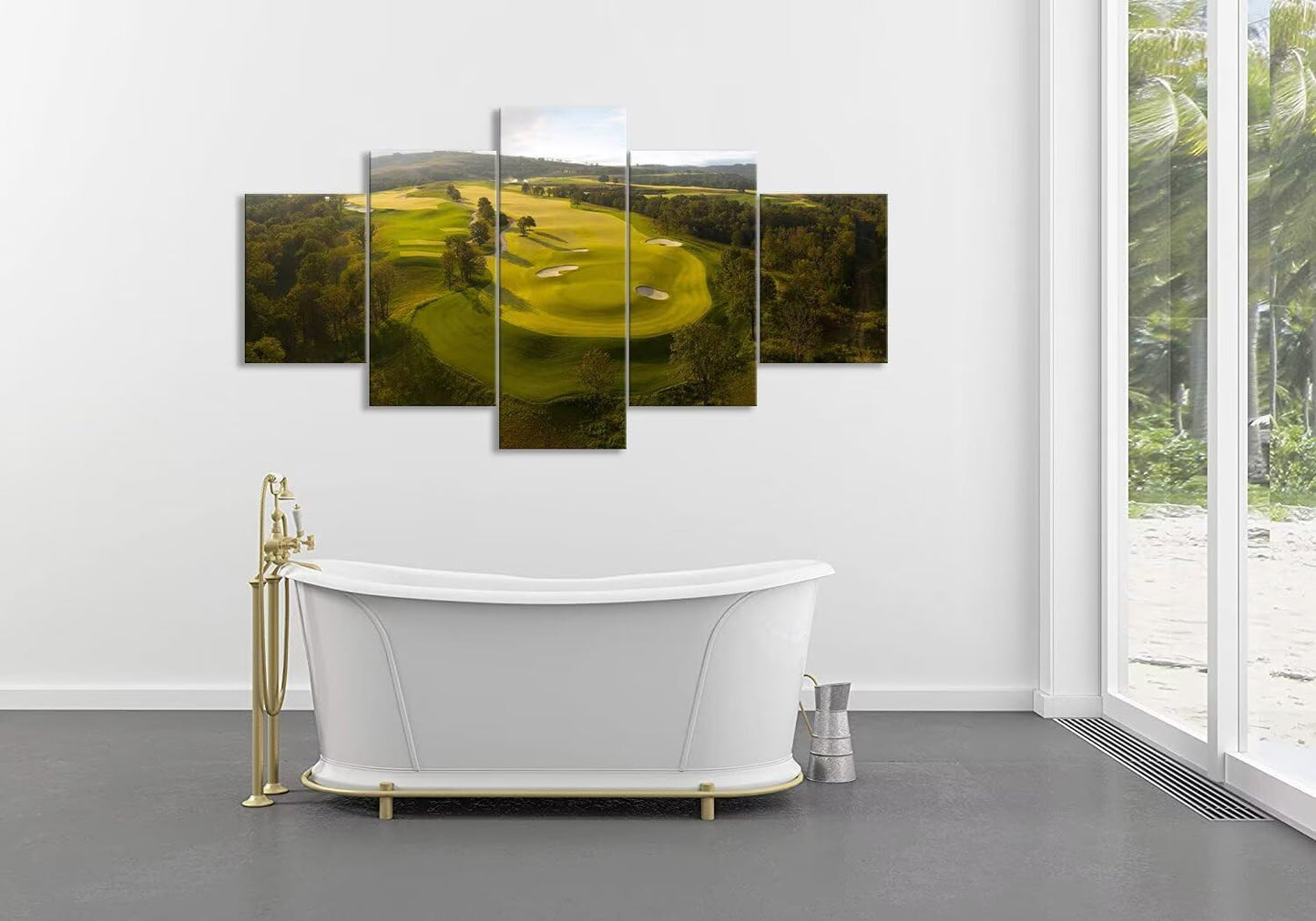 chenchenArt Payne's Valley Golf Course Wall Art Canvas Prints - Payne's Valley Golf Course Pictures Wall Decor for Living Room Bedroom Bathroom Home Decorations Framed Ready to Hang(60''W x 32''H)