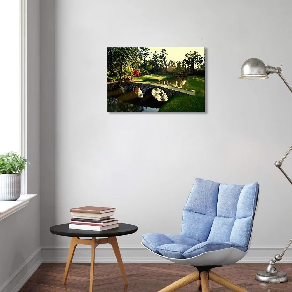 chenchenArt Augusta National Golf Course 12th Hole Wall Art Pictures Golf Club Wall Decor Office Decorations Canvas Artwork for Living Room Bedroom Framed Ready to Hang(18''H x 24''W)