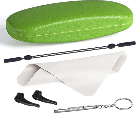 RayLove Glasses Case, Unisex Hard Shell Eyeglass Case, PU Leather Protective Hard Eye Glasses Cases with Eyewear Accessories