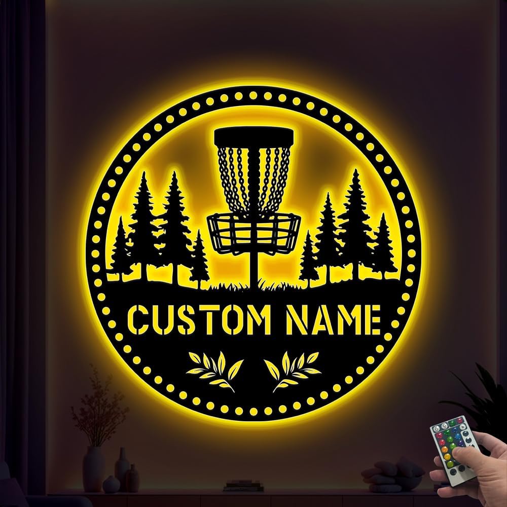 Personalized Golf Wall Decor – Personalized Outdoor Large Metal Name Golfball Decor, Bedroom or Office, Golf Coach Appreciation Gift, Golfball Enthusiast Gift Model-Disc08