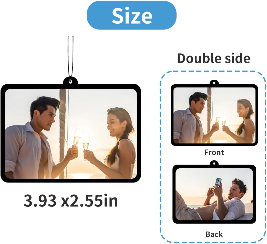 Personalized Photo Car Air Freshener – Custom Double-Sided Print – Fresh Linen Scent – Eco-Friendly, Long-Lasting Fragrance – Unique Gift for Family, Friends, Lovers (Movie), White
