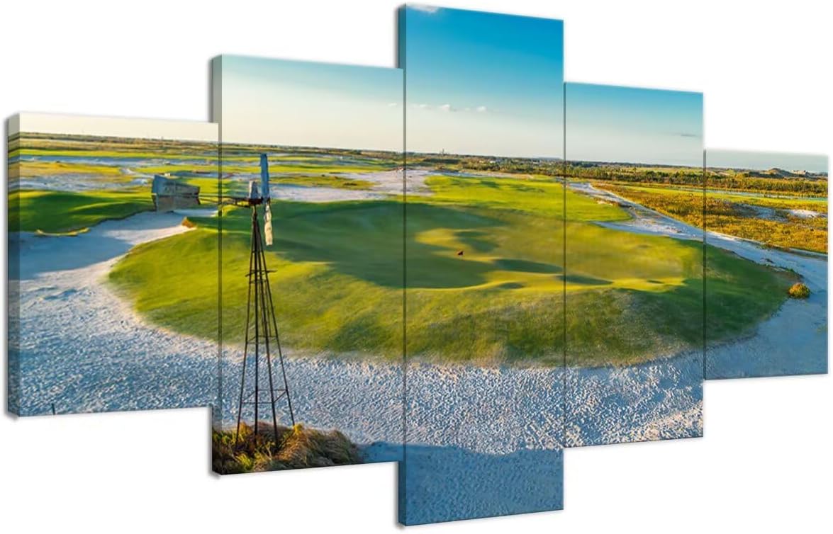 Streamsong Black Course 9th Hole Wall Art for Living Room Bedroom Bathroom Home Decorations Golf Course Pictures Posters Framed Artwork Canvas Prints Ready to Hang(60''W x 32''H)