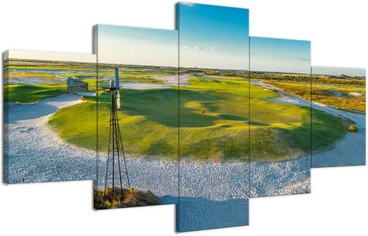 Streamsong Black Course 9th Hole Wall Art for Living Room Bedroom Bathroom Home Decorations Golf Course Pictures Posters Framed Artwork Canvas Prints Ready to Hang(60''W x 32''H)