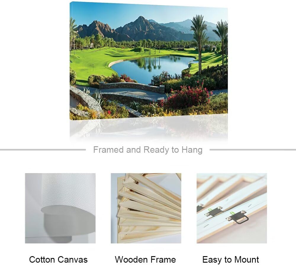 HJY Art USA California Golf Course Wall Art Pictures for Gym Golf Course Wall Decor Blue Green Abstract Painting Poster for Home Decor Living Room Bedroom Bathroom Office Artwork (12 x 16 inch)