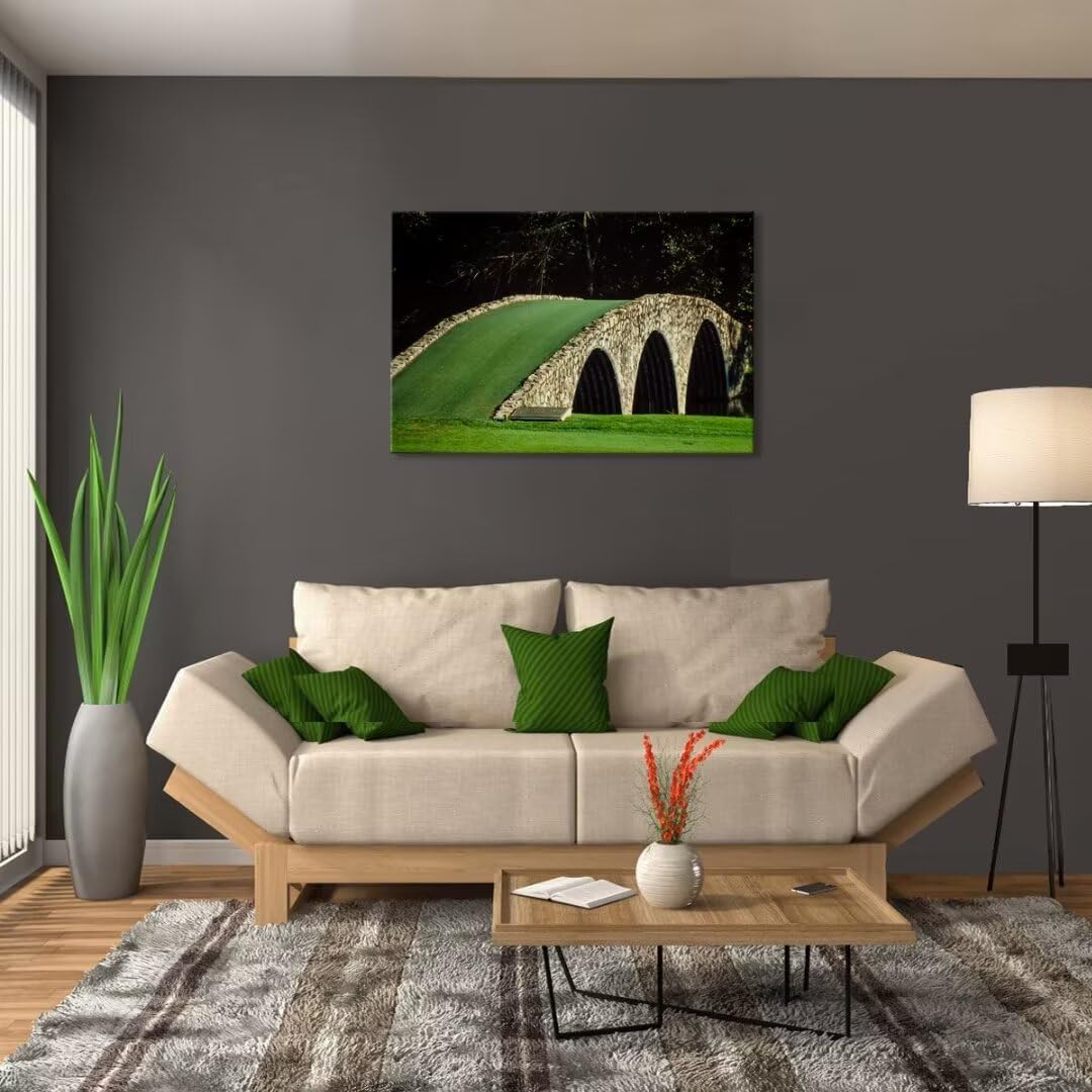 chenchenArt Famous Bridge at Augusta National Golf Course Wall Art for Living Room Bedroom Bathroom Home Decorations Augusta Golf Poster Canvas Prints Framed Ready to Hang(18''H x 24''W)
