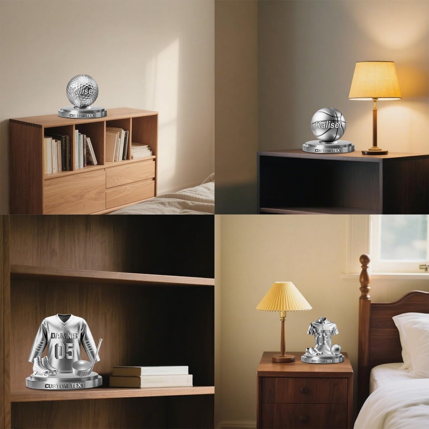 Personalized Soccer Football Baseball Basketball Softball Golf Hockey Jersey Ornament Sport Desk Name Plate Custom Name Athletes Figurine Sign Sport Lovers Acrylic Plaque Gift for Men Women