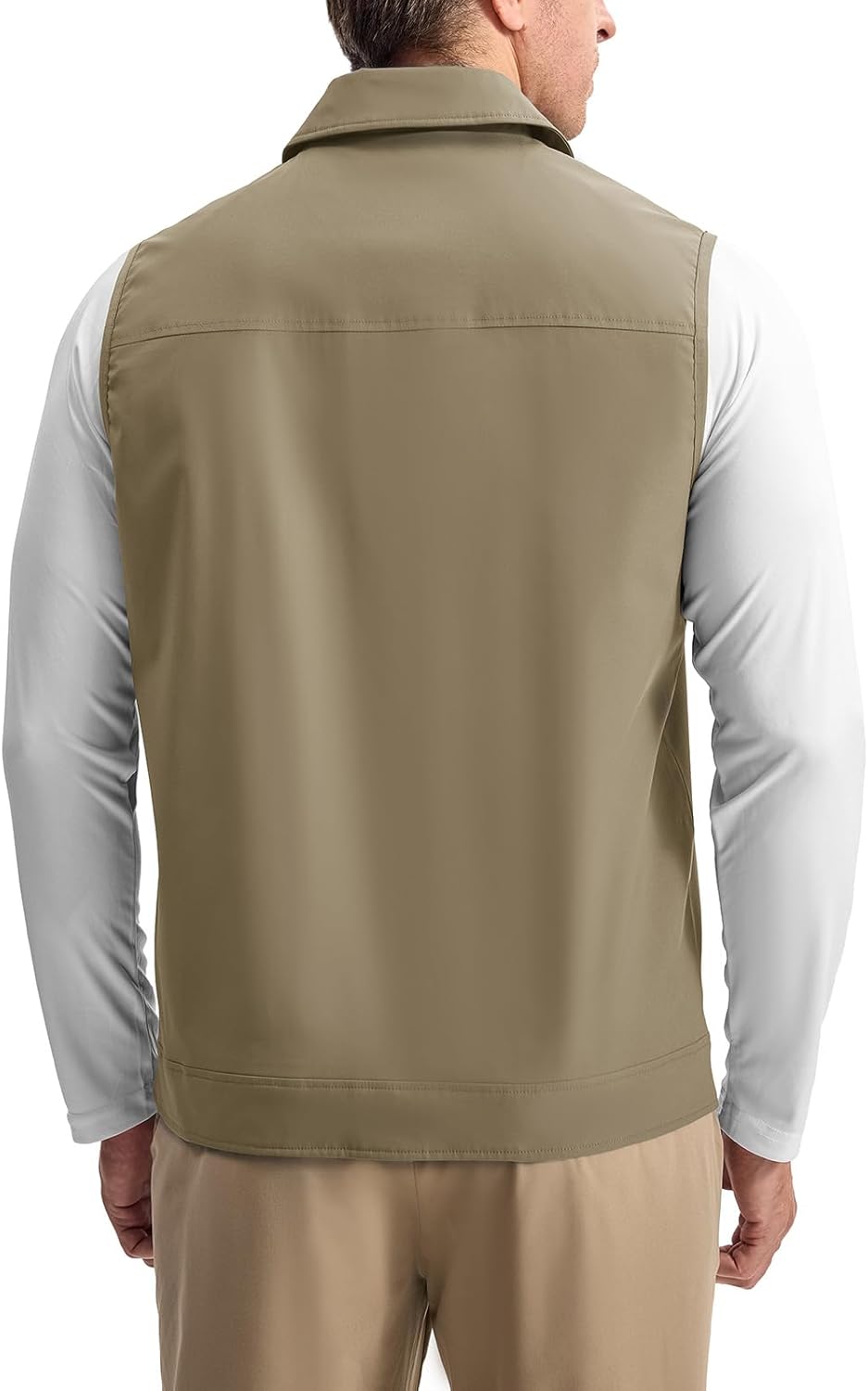 Rdruko Men's Golf Vest Lightweight Outerwear Windproof Water Resistant Grid Lining Vest with Zipper Pockets for Casual