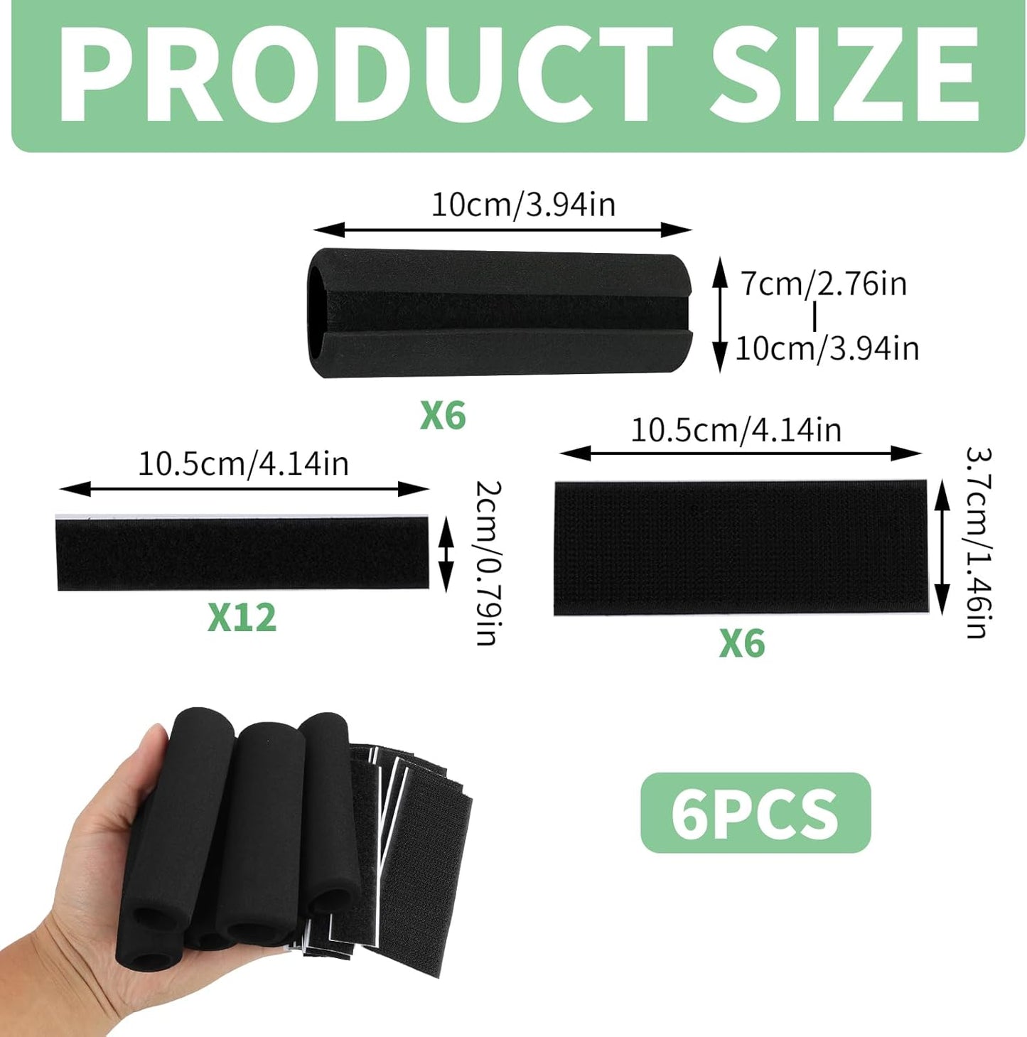 6 Pcs Universal Foam Handle Grips, 4.25 Inch NBR Rubber Foam Grip Wrap for Comfortable Handle Covers, Soft Buffer Tube Pad for Fitness, Bicycle, Garden Tools, and Exercise Equipment