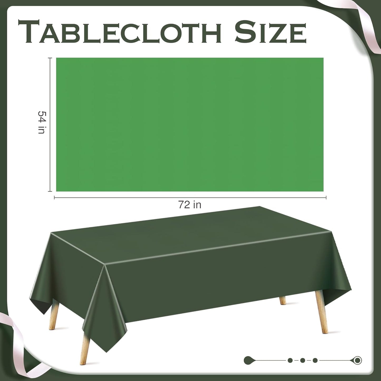 6 Pieces Mine Series Rectangle Tablecloth, 54x72 Solid Color Waterproof & Spillproof Disposable Plastic Table Cover, Durable Party Tablecloth for Dining, Buffet, Picnic, Outdoor Events