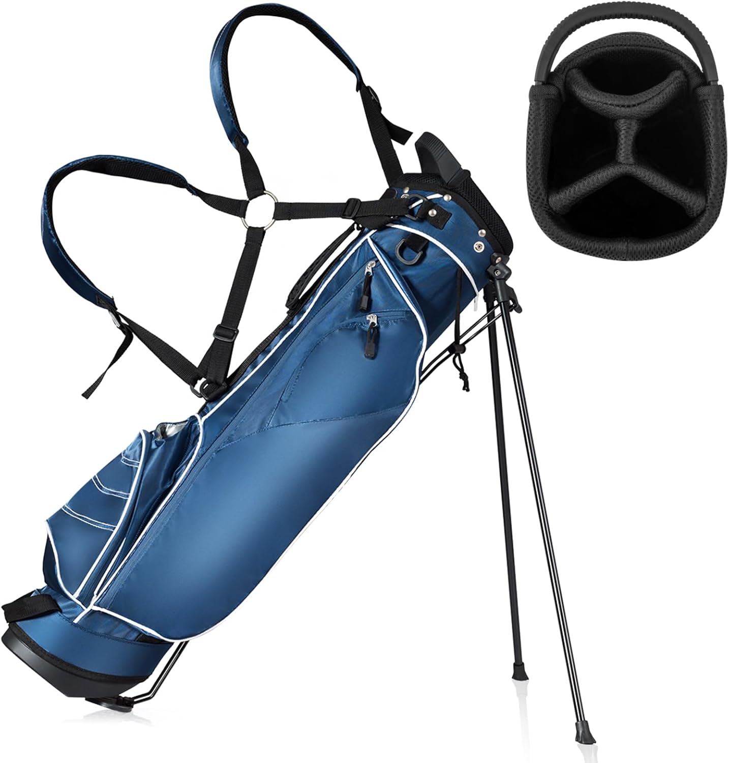 ULTIMATE Golf Stand Bag with 4-Way Top Dividers, Portable Ergonomic Golf Bag with 4 Zippered Pockets, Cooler Bag, Rain Hood and Dual Strap System, 3.5 LBS Lightweight for Men&Women
