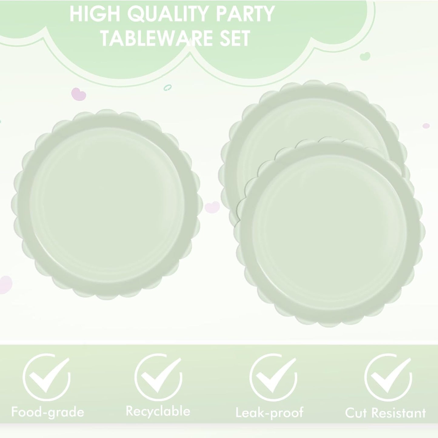 40 PCS Sage Green Party Decorations Birthday Party Disposable Tableware Party Favors Sage Green Plates and Napkins Party Supplies for Birthday Wedding Bridal Baby Shower Serve 20
