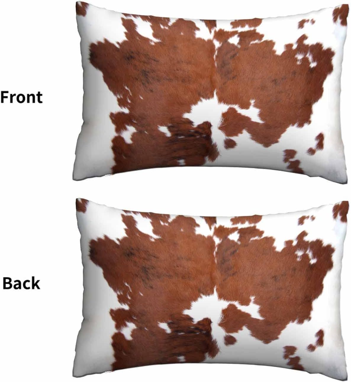 Mugod Throw Pillow Case Real Brown Cow Cowhide Pattern,Decorative Home Cushion Cover Home Rectangle 20x30 Inches Pillowcases