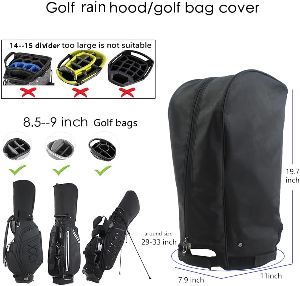 Golf Bag Cover/rain Cover Durable 1680D Nylon Waterproof and dust Cover fits Most 8.5-9 inch Golf Bag/Golf Stand Bag,Golf Gift for Man/Woman Golfers
