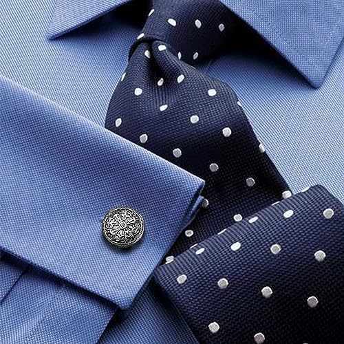 HAWSON Cufflinks and Studs for Men-Fashion Men Vintage Enamel Carbon Fiber Tuxedo Shirt Cufflinks and Studs Set for Regular Wedding Business Accessories